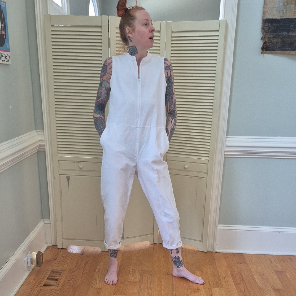 Eileen Fisher Modern Sleeveless White Cotton Jumpump